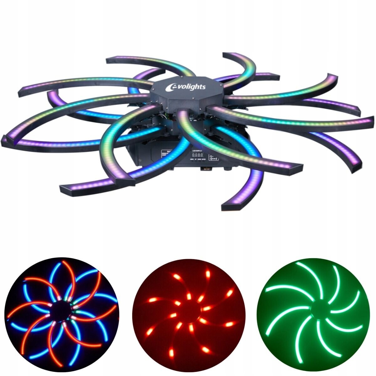 Evolights Vortex pohyblivý efekt osvětlení DMX Led rotace 360° Rgb