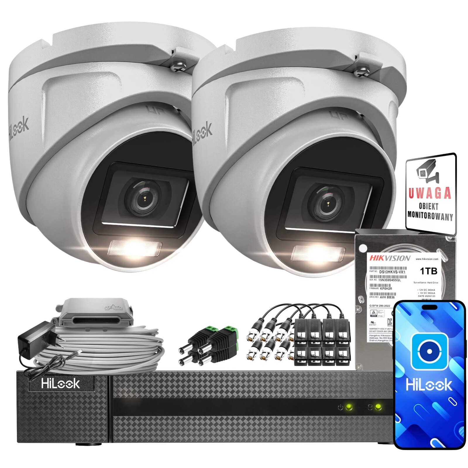 Monitorovací sada 2x TVICAM-T5M-20DL 2Mpx IR20m IP66 Detekce pohybu Wdr