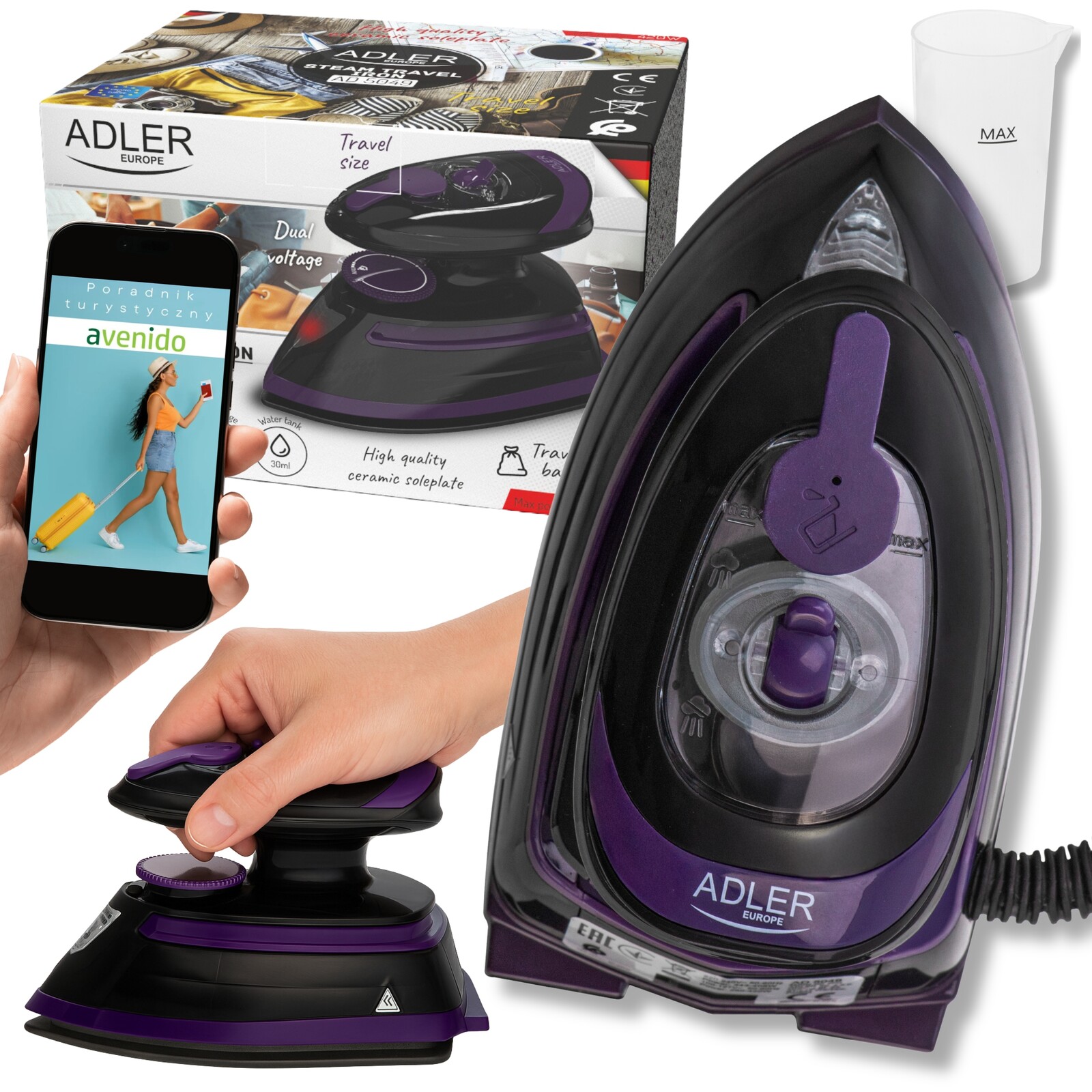 420W keramická cestovní napařovací Žehlička Handy Adler Ad 5049