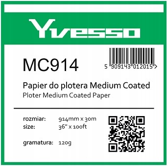 Natíraný papír Yvesso Medium Coated 914 x 30 m 120 g