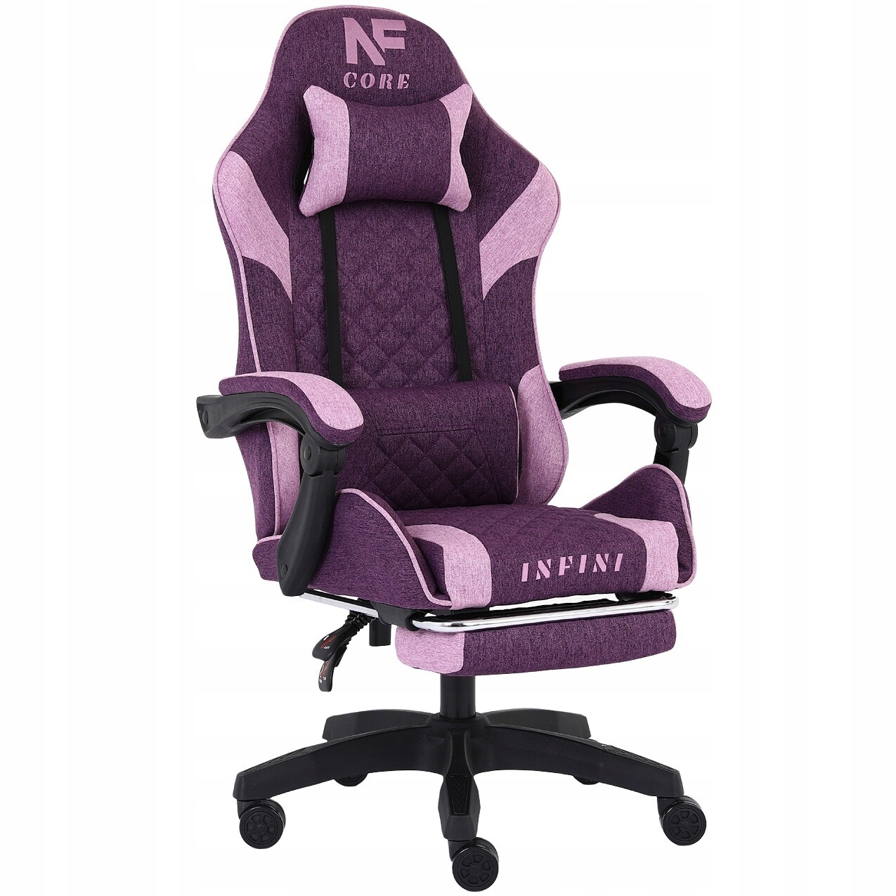 Herní křeslo s podnožkou, čalouněné, Velmi Pohodlné, fialové