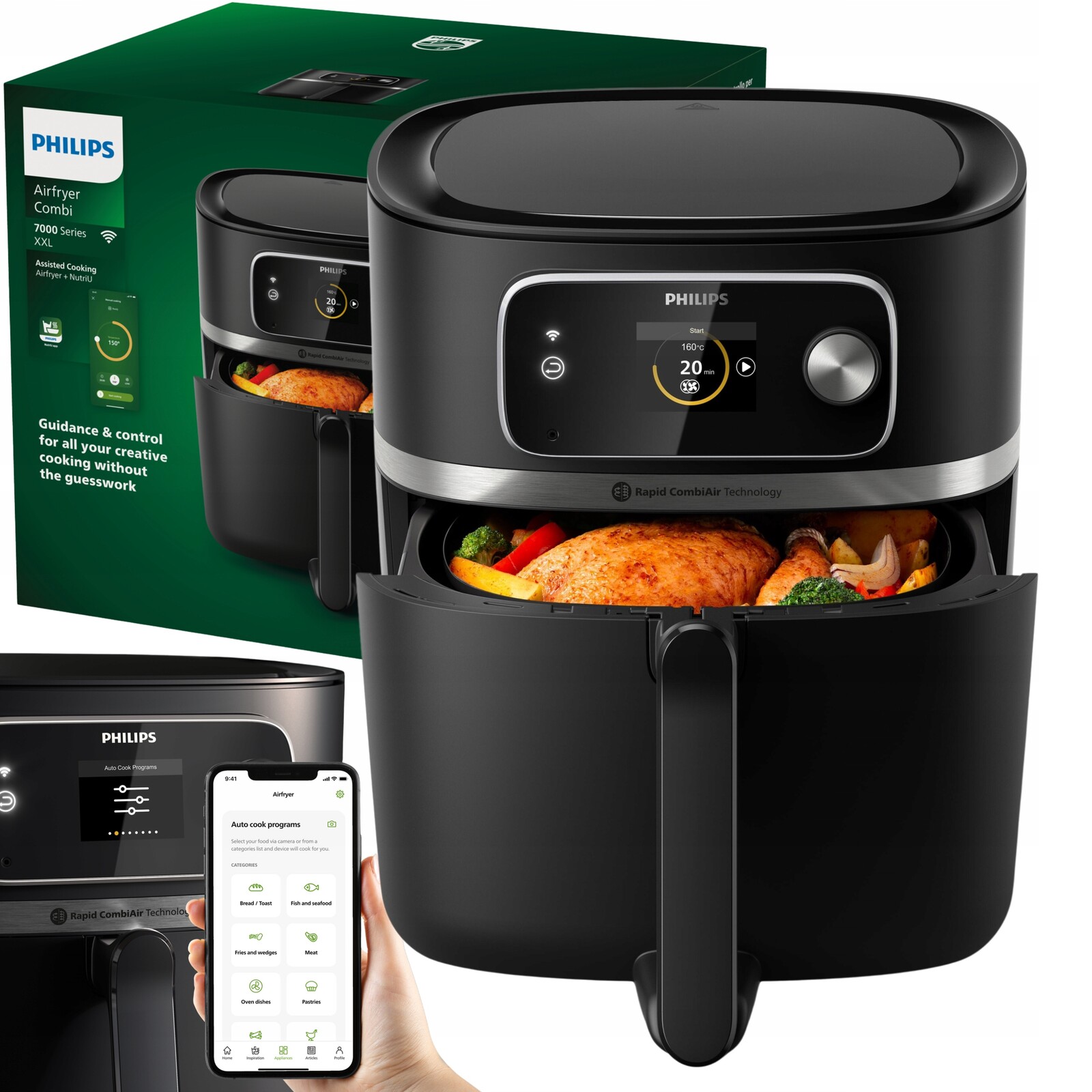 Beztuková Fritéza Philips Rapid CombiAir 22v1 Aplikace Teploměr