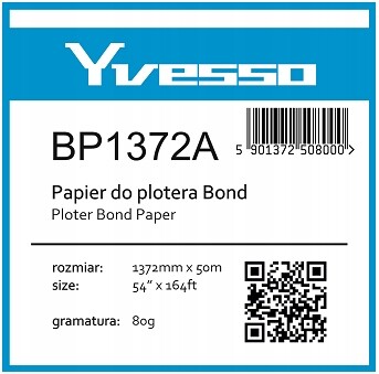 Papír v roli pro plotr Yvesso Bond 1372x50 m 80 g