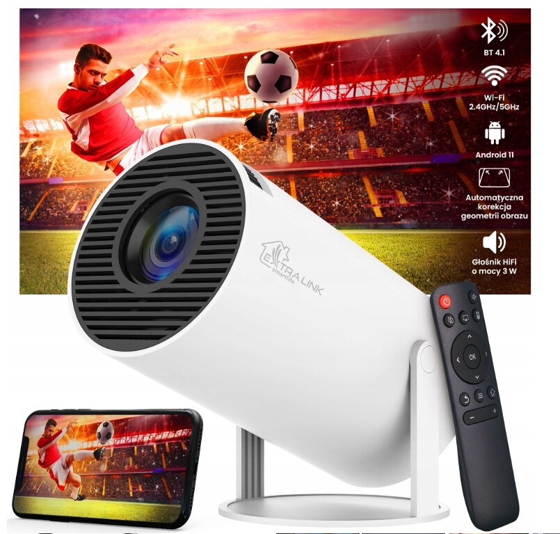Projektor Extralink Smart Life Esp-mini 200 Ansi Lumenů 1280p Led Android