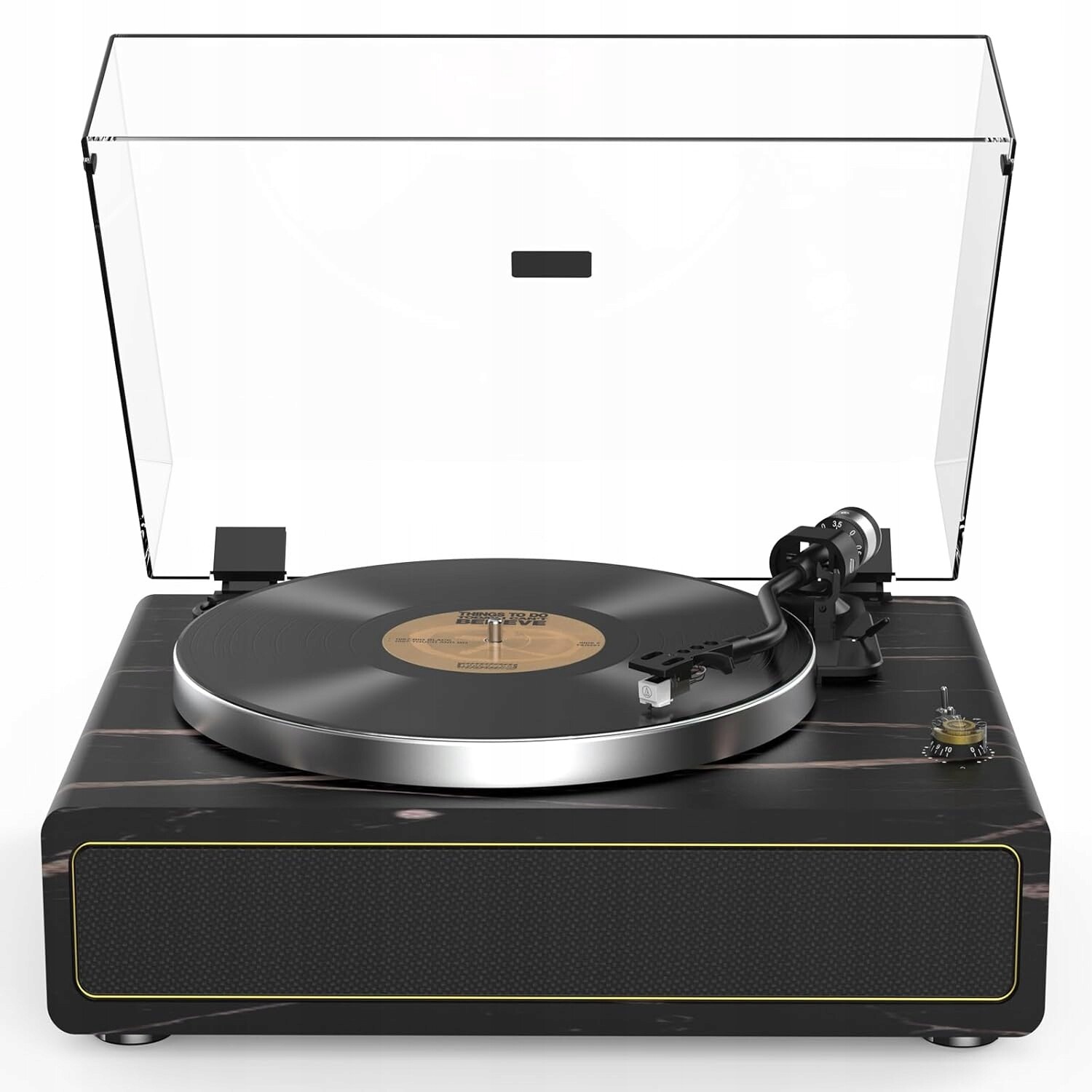 Gramofon s vestavěnými reproduktory, řemenový pohon 33/45 ot./min, vinylový