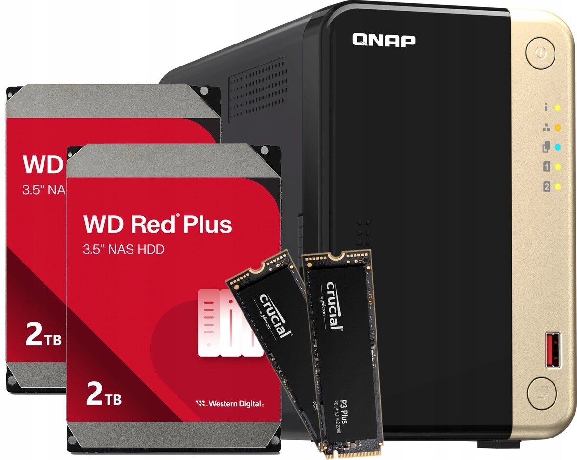 Nas server Qnap TS-264 8GB Ram 4TB Hdd (2x2TB) 1TB M.2 NVMe (2x500GB)