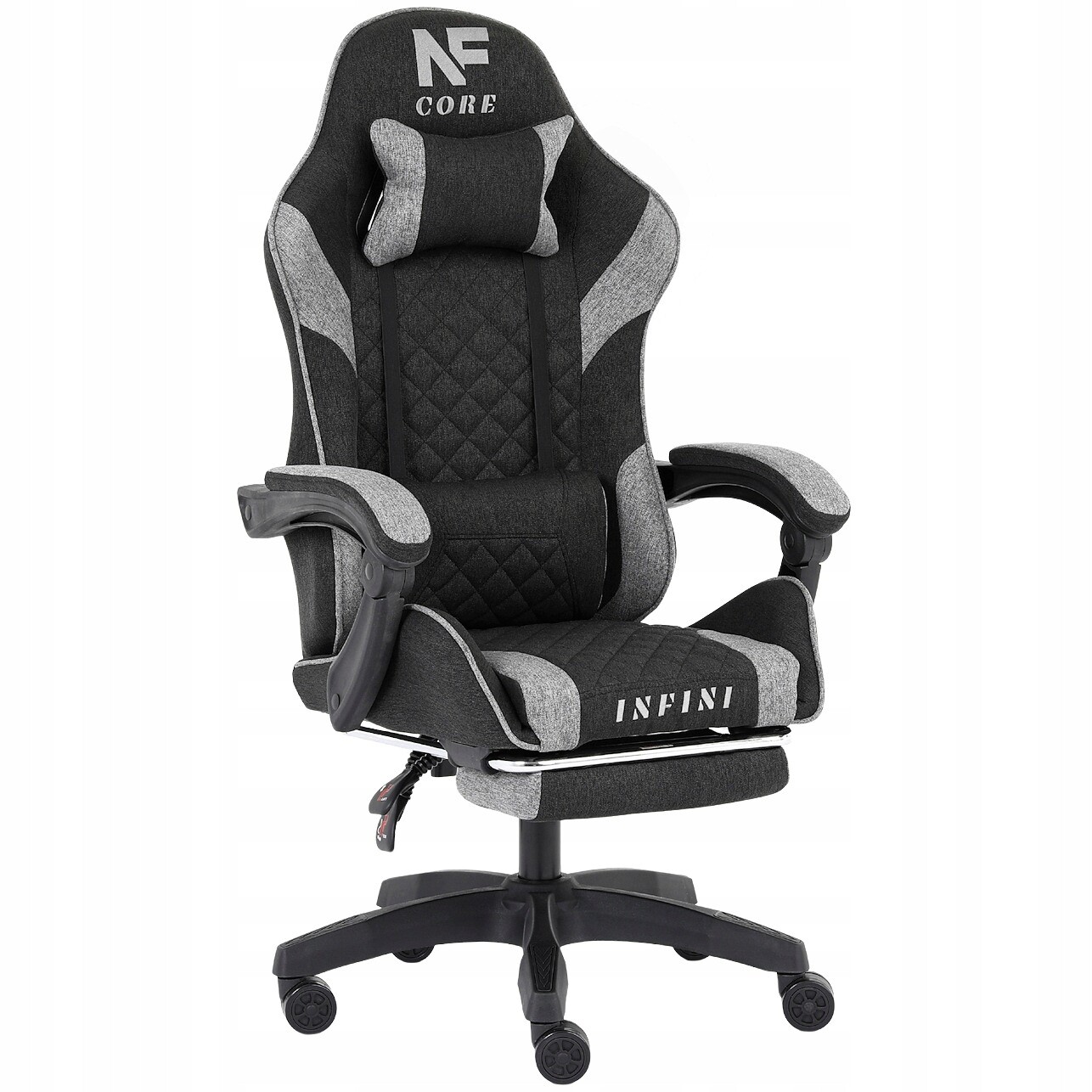 Herní křeslo s podnožkou, čalouněné, Velmi Pohodlné, černé