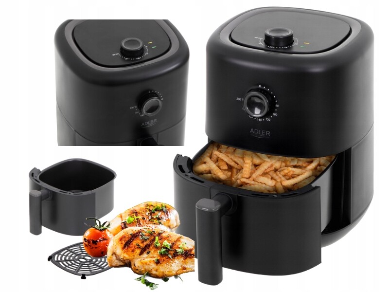 Beztuková Fritéza Air Fryer 3 L, Černá Trouba Adler 2200 W