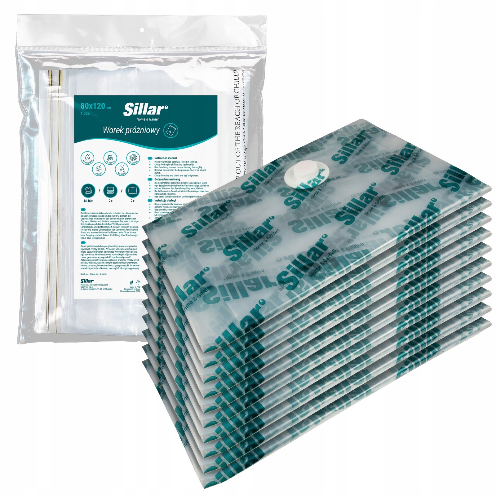 Sillar Sada malých vakuových sáčků na oblečení Povlečení 80 x 120 cm 10 Ks