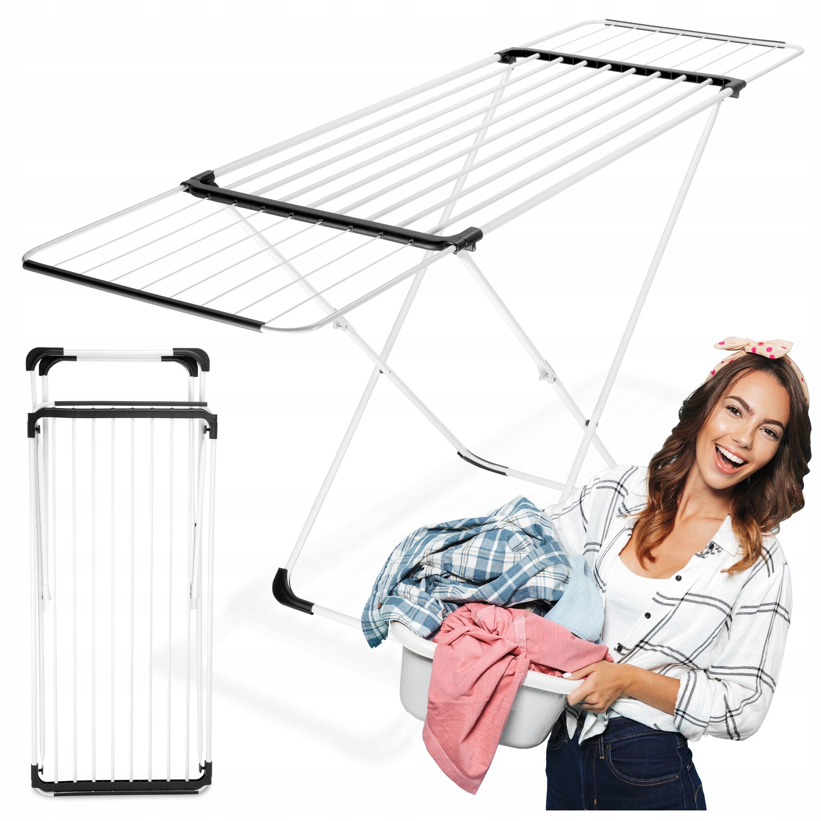 Rozkládací Sušák Na Prádlo Balkonový Nástěnný Koupelnový Na Oblečení