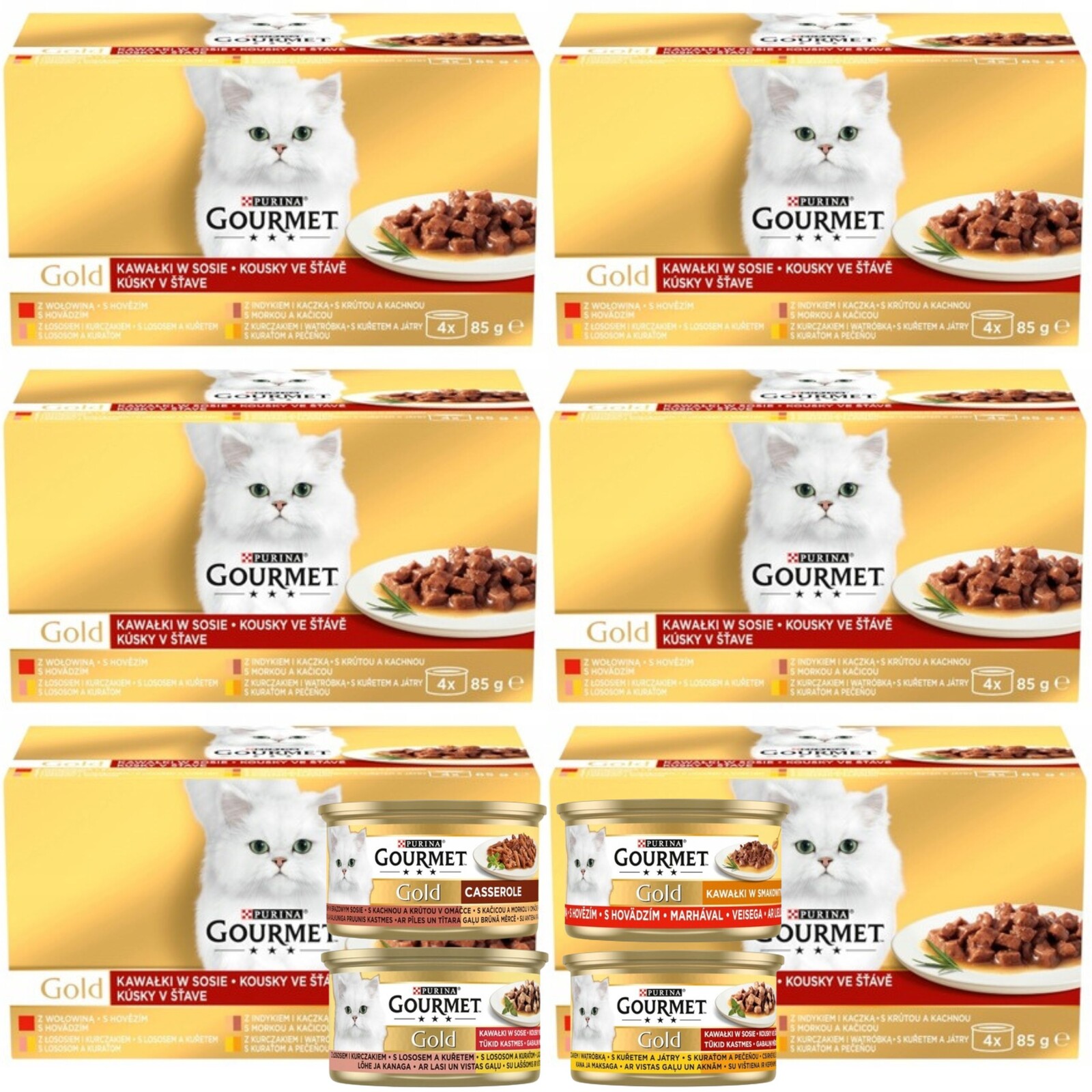 Gourmet Gold Hovězí mokré Krmivo Pro Kočky 24x 85g Hovězí Losos Krůta Krůta