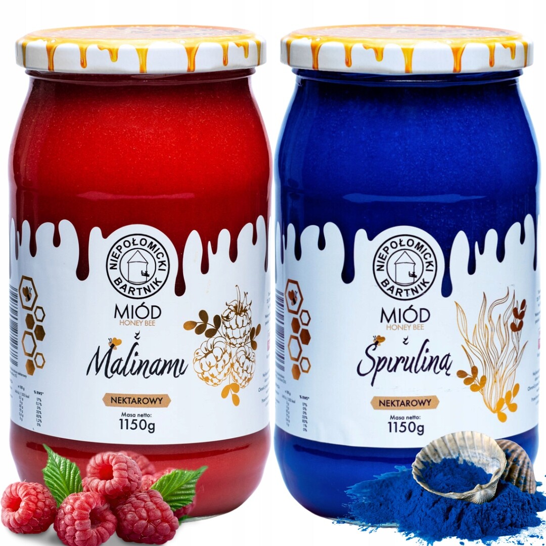 Med Se Spirulinou 1150 g Malinový Med 1150 g Pravý Čerstvý Z Včelína