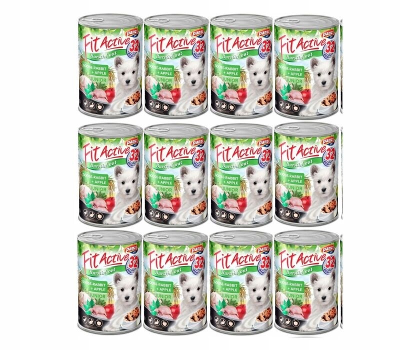 Fit Active Dog Junior Husí králík 12 x 415 g kompletní krmivo Štěně