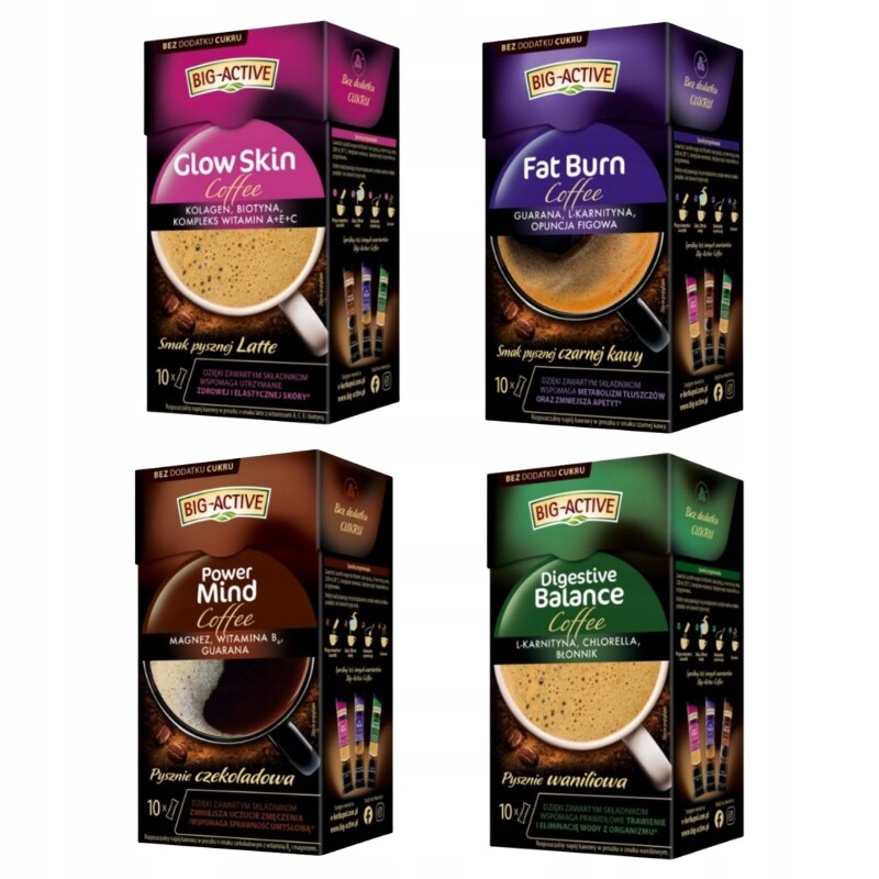 Big Active kávový nápoj káva Bez Cukru 4x10 sáčků sada