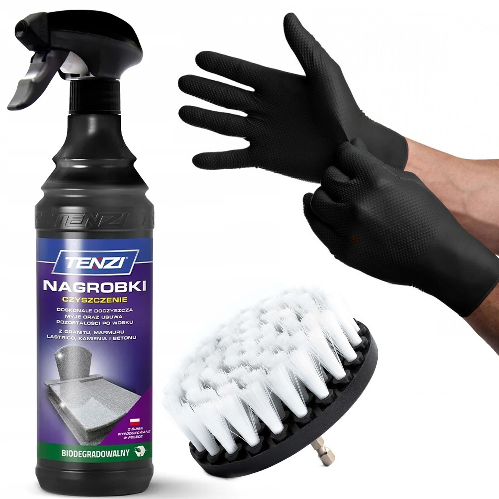 Sada na čištění náhrobků Tenzi , kartáčové rukavice