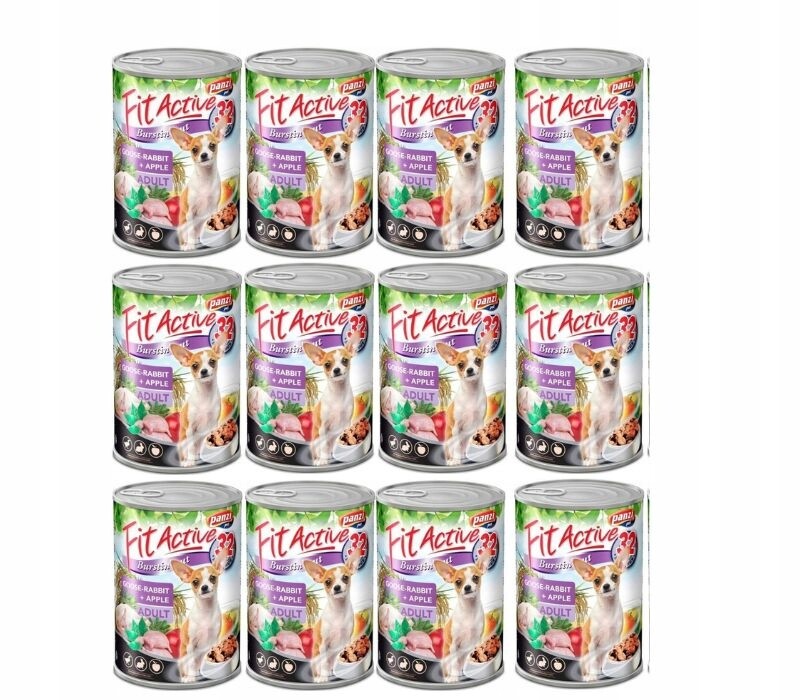 Fit Active Dog Adult Husí králík 12 x 415 g kompletní krmivo pro psy