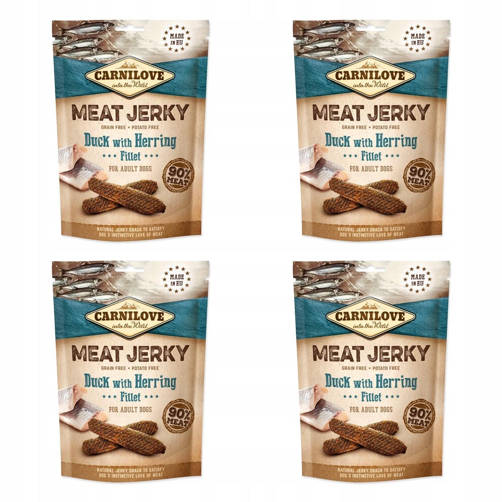 Pochoutka Carnilove Jerky kachna a sleď, plátky 100g balení 4 ks