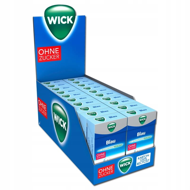 Wick Blau pastilky na cucání s mentolem bez cukru 20x46 g