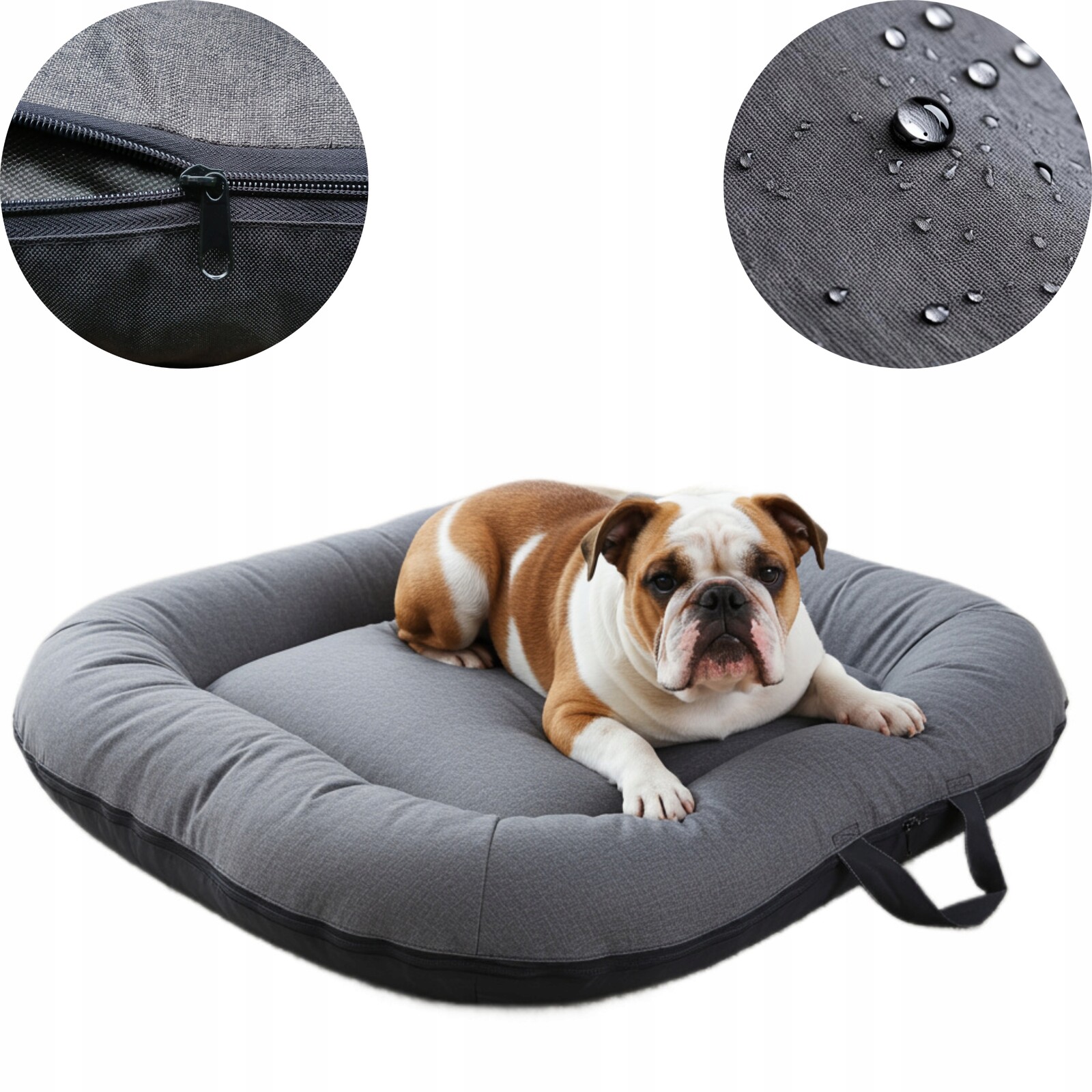 Pelíšek pro středního psa, potah kotec šedá pohovka, pelíšek L 100/70 R3