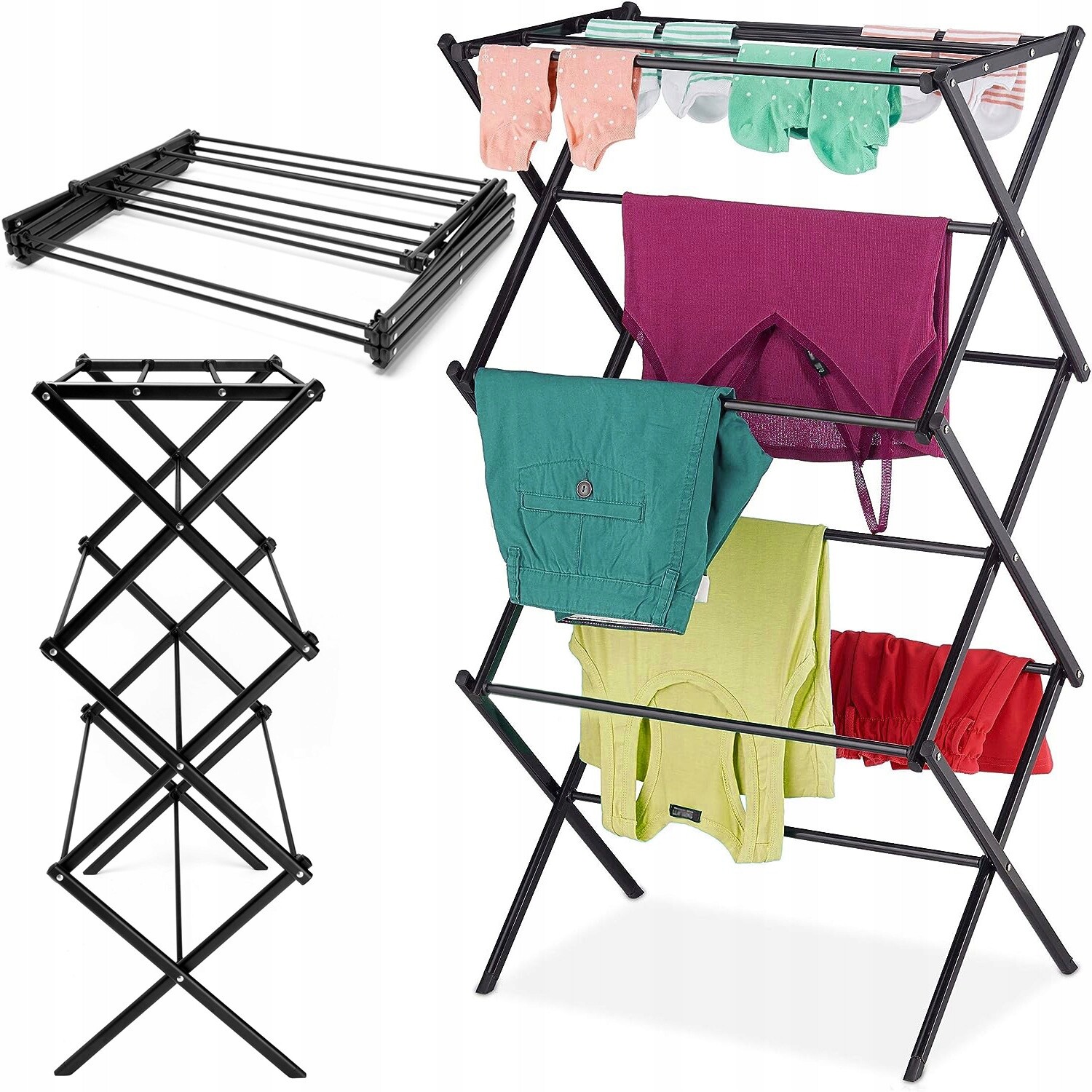 Sušák Na Prádlo, Stojan Na Prádlo, Skládací, Stojan Na Prádlo, Černý