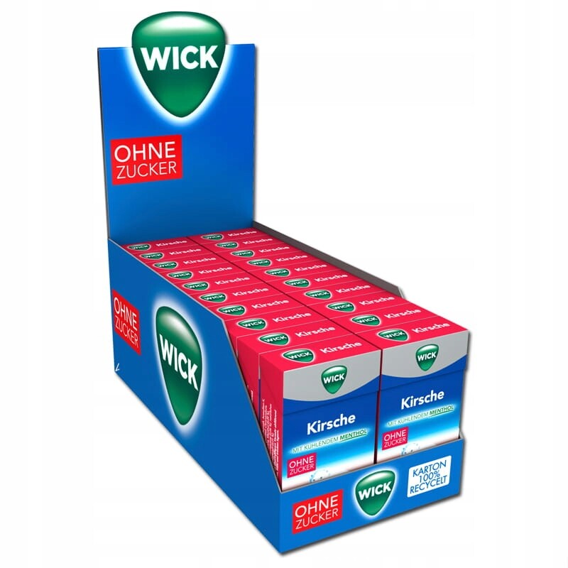 Wick Kirsche pastilky na cucání bez cukru třešňové 20x46g