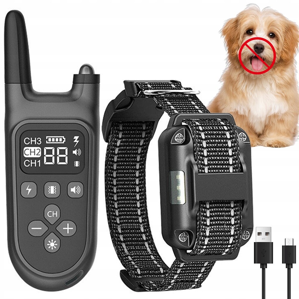 Tréninkový obojek pro psa 800M 4 režimy otřes Zvuk IPX7 Usb