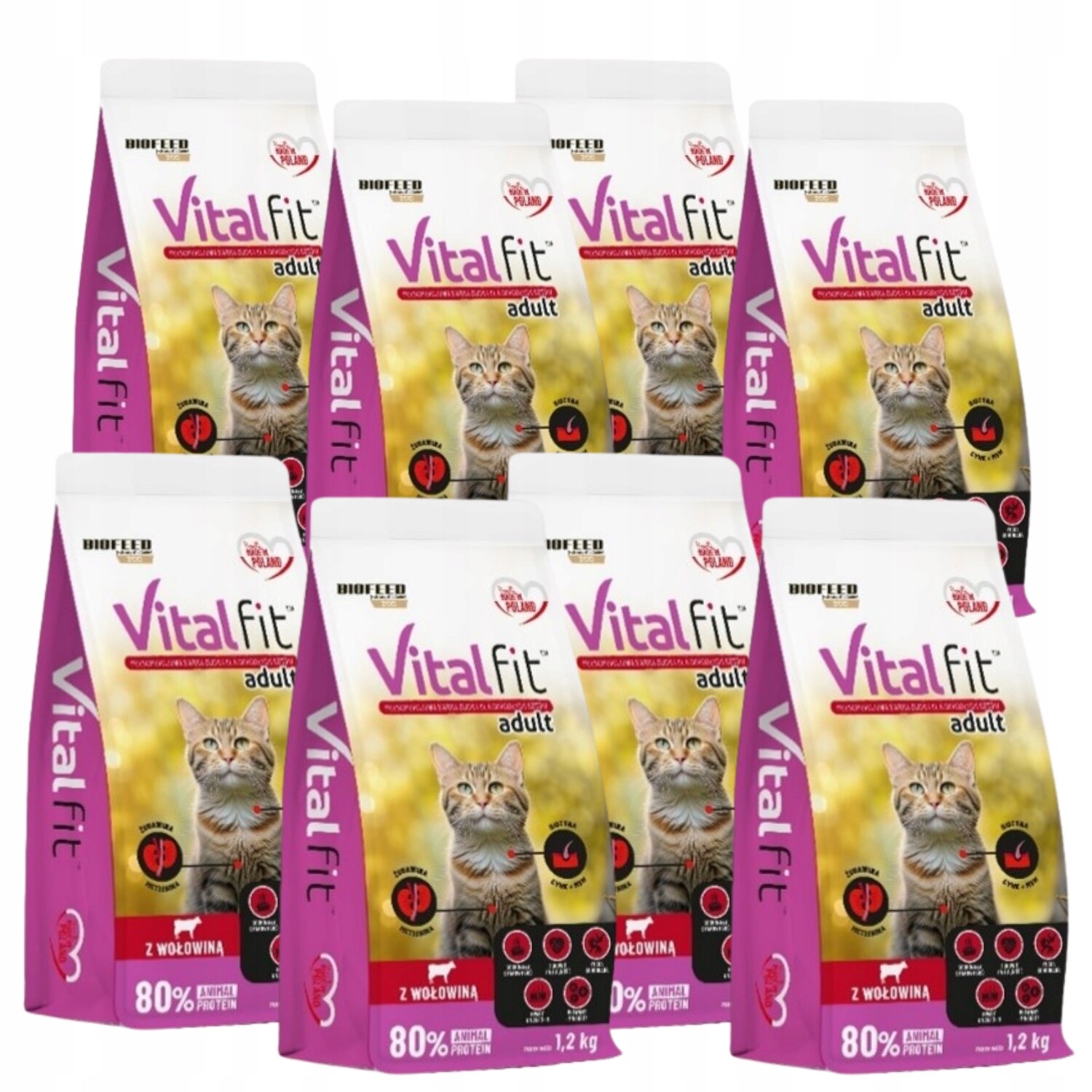 Biofeed Vital Fit Adult Suché Krmivo pro kočky Hovězí s brusinkami 1,2 kg x 8