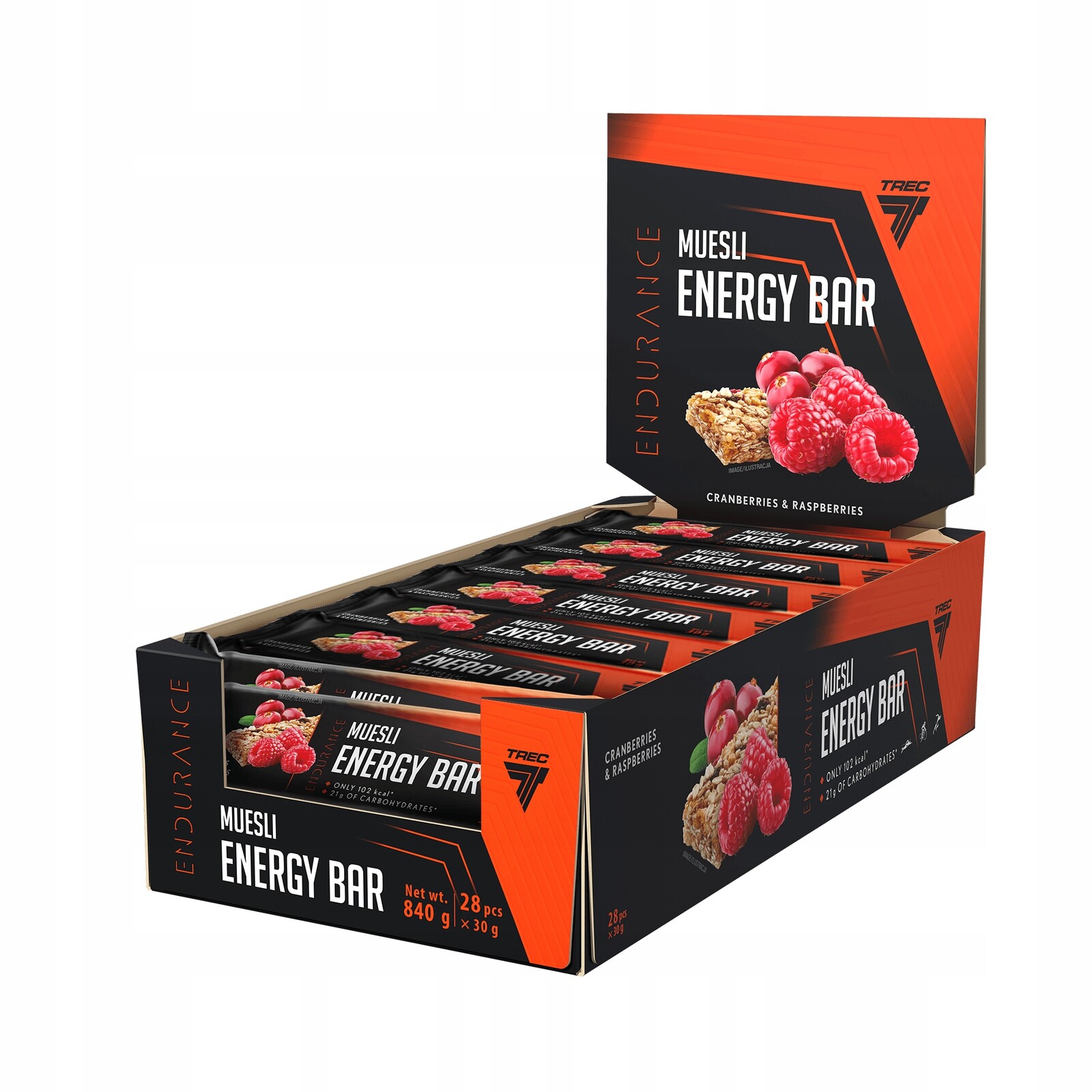 Trec Muesli Energy Bar Cranberries Rasberriea 28 x 30 g velká sada tyčinek
