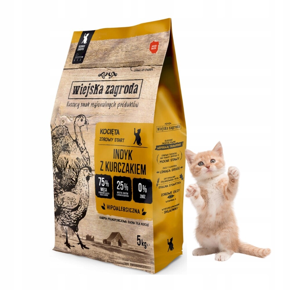 Wiejska Zagroda Kitten s krůtím a kuřecím - 5 kg