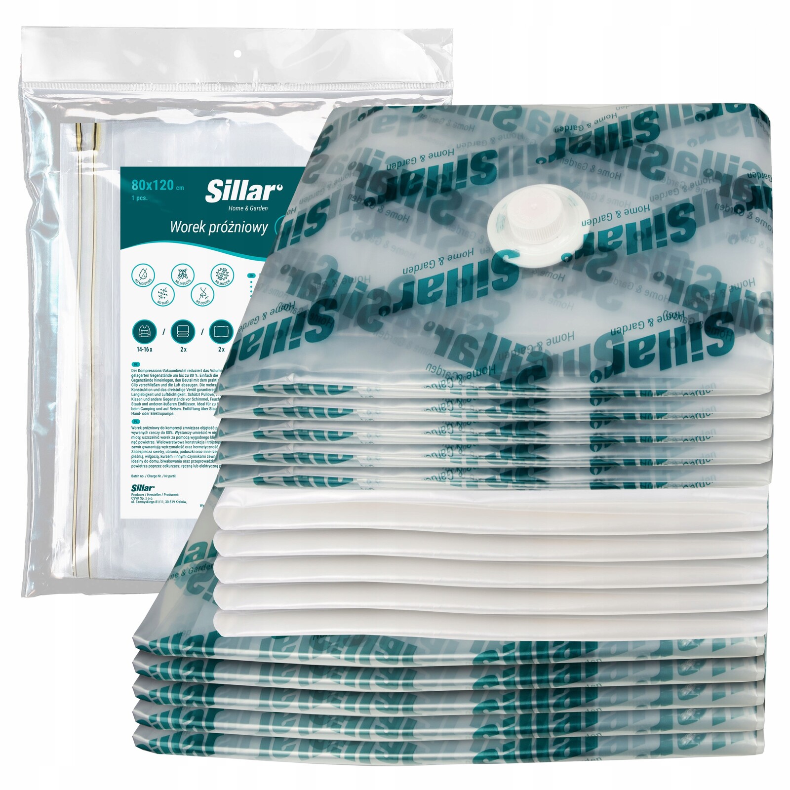 Sada 15 ks vakuový pytel na oblečení 70x100 80x120 80x100x30 cm Sillar