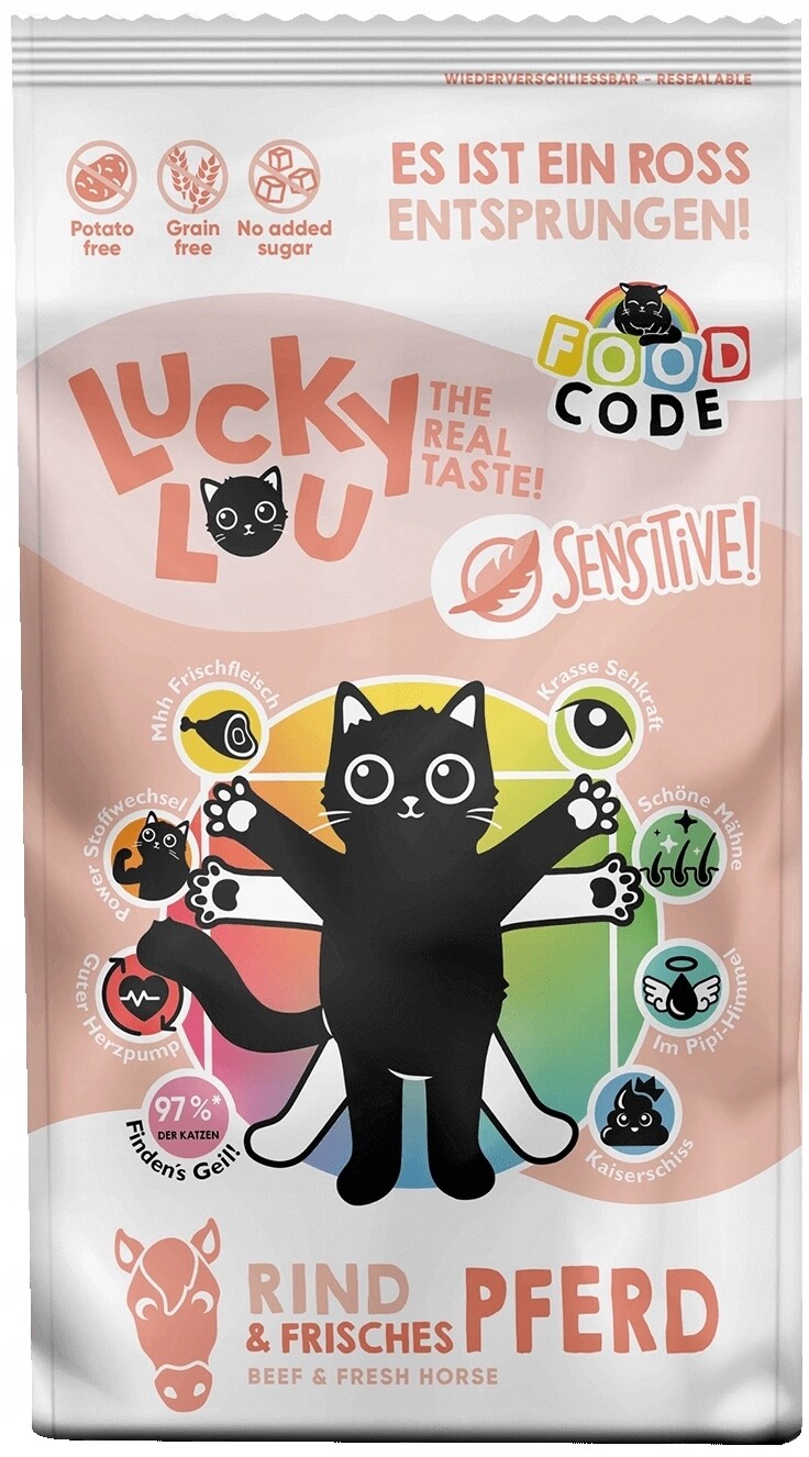 Krmivo Lucky Lou Sensitive Hovězí pro kočky maso 750g