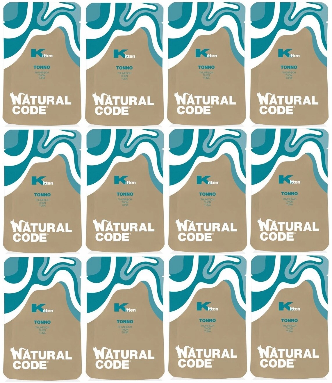 Vlhké krmivo pro koťata Natural Code Kitten Tuňák bez obilovin, sáček 12 x 70 g