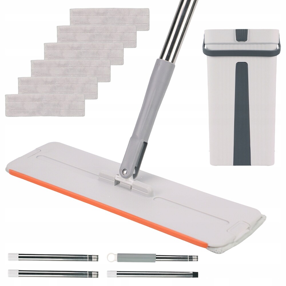 Plochý Mop S Kbelíkem, 6 Utěrek Pro Suchý I Mokrý Úklid, 40 CM