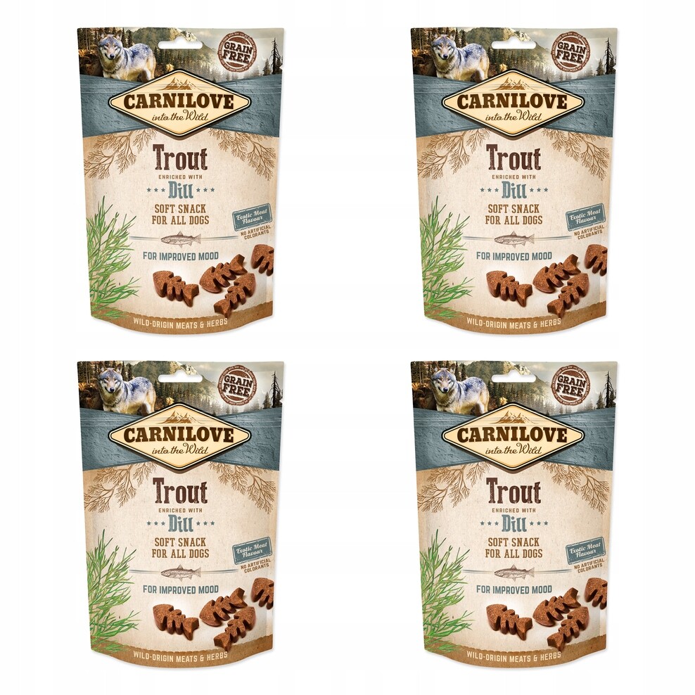 Pochoutka Carnilove Dog Soft Snack pstruh s koprem 200g balení 4 ks