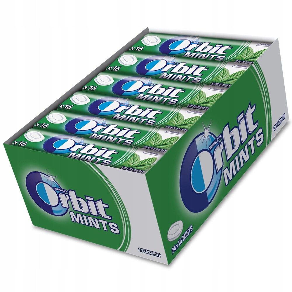 Orbit Spearmint Mints Bonbóny Dropsy 28g x 24ks