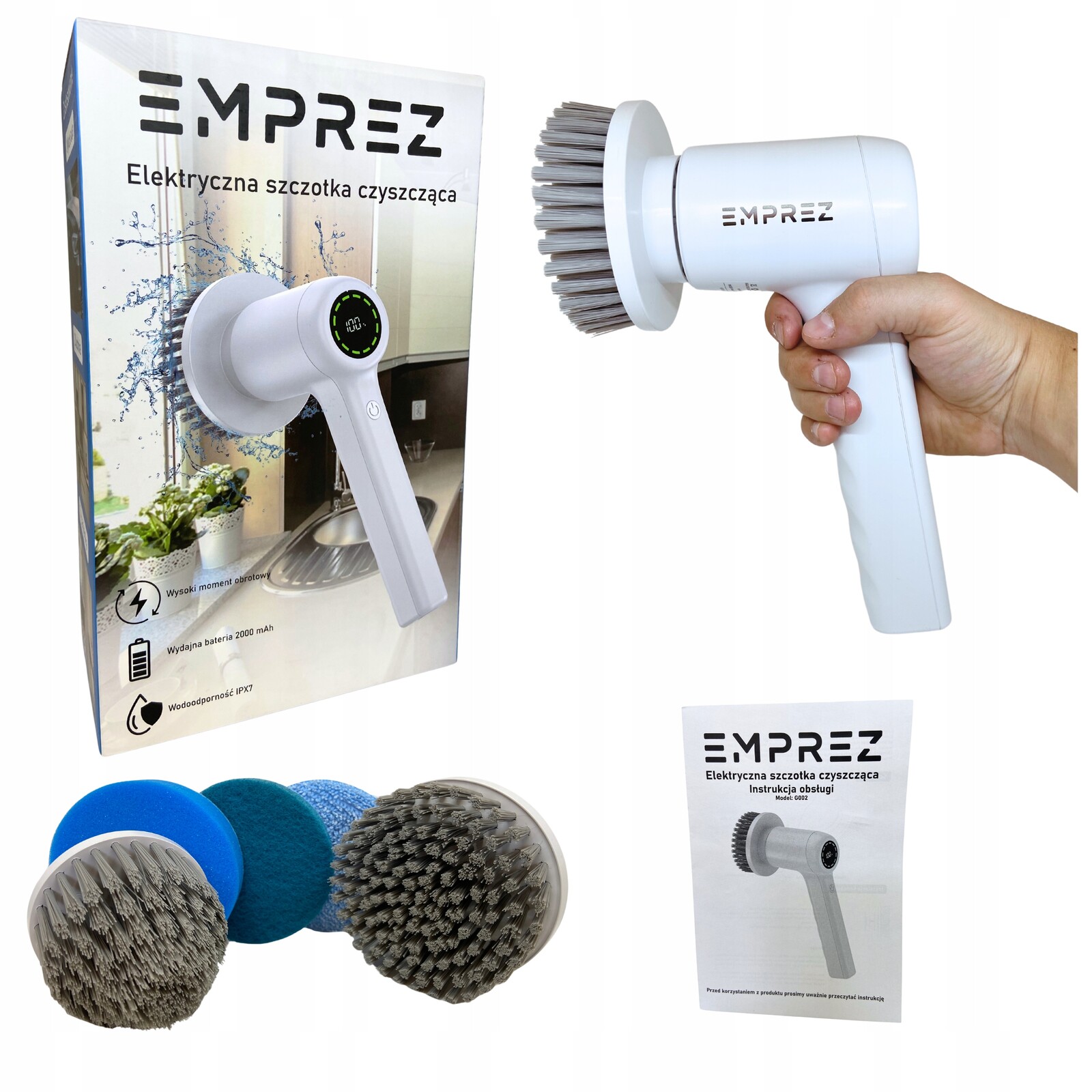 Elektrický kartáč na: lahve, radiátory, klimatizaci/ventilaci, nádobí, podlahu, drhnutí.