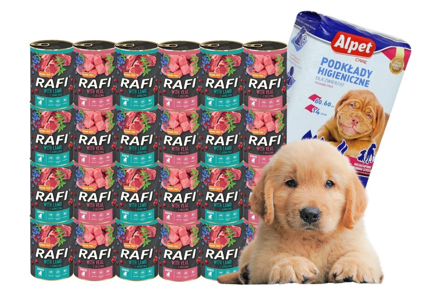 Rafi vlhké krmivo Junior MIX 24x400g Dolina Noteci Bonus Pad