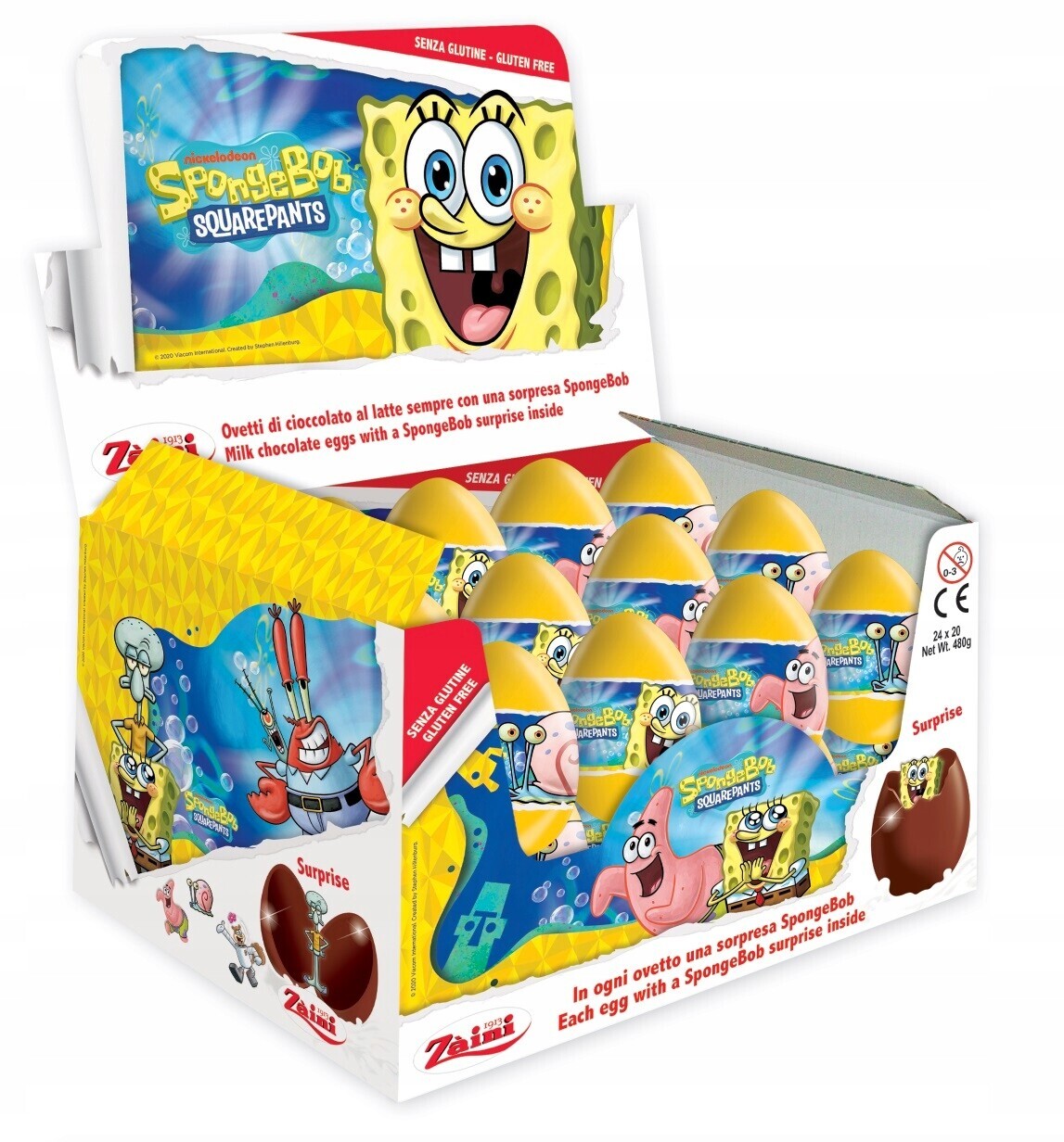 Italská Čokoládová Vajíčka S Překvapením Spongebob Karton 24 ks x 20 g
