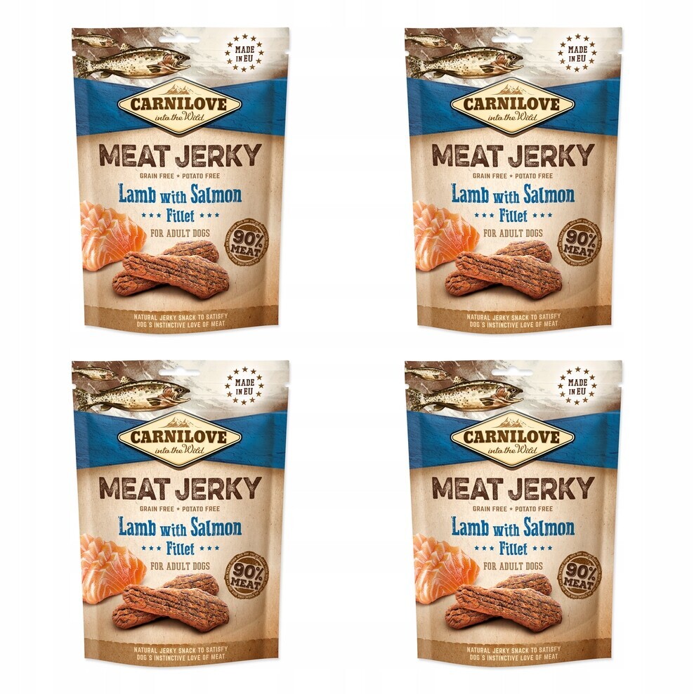 Pochoutka Carnilove Jerky jehně a losos, plátky 100g balení 4 ks