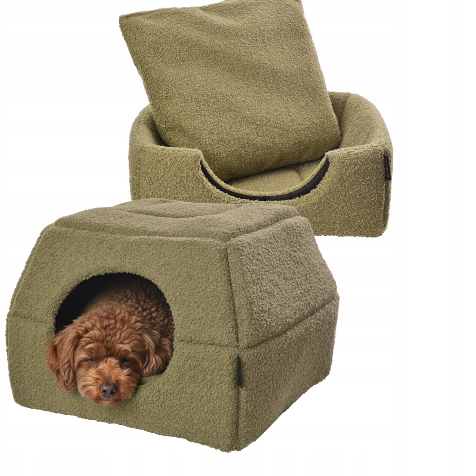 Pelíšek pro psa kočku 2 v 1, domeček 48x48 cm, Potah