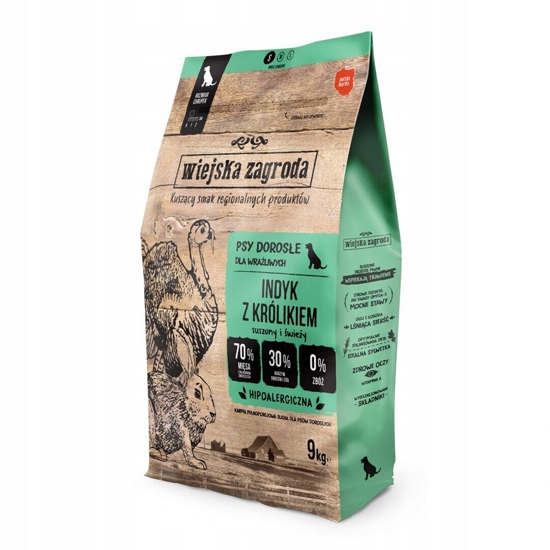 Wiejska Zagroda krůta s králíkem suché krmivo pro psy 9kg