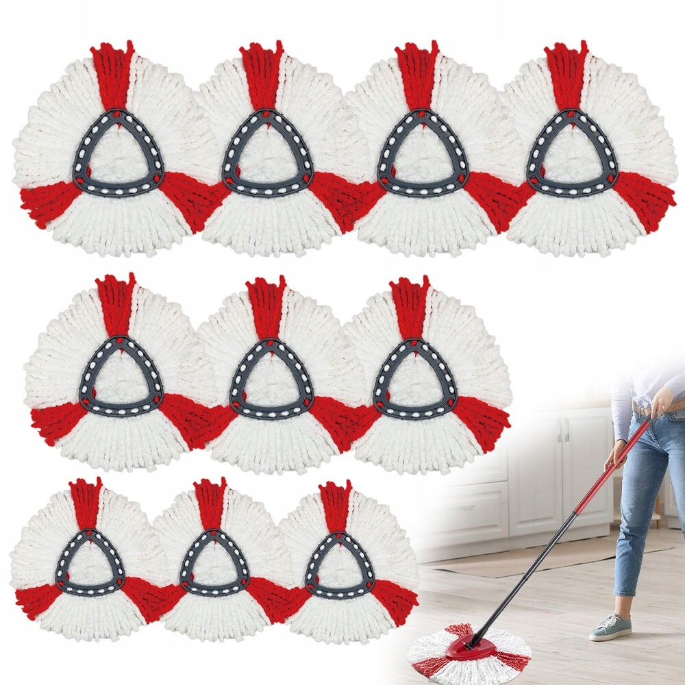 10 x Koncovky Pro Rotační Mop, náhrada savé, Zásoba