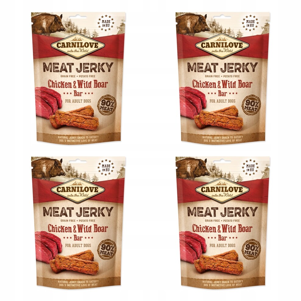Pochoutka Carnilove Jerky divočák a kuře, tyčinky 100g balení 4 ks