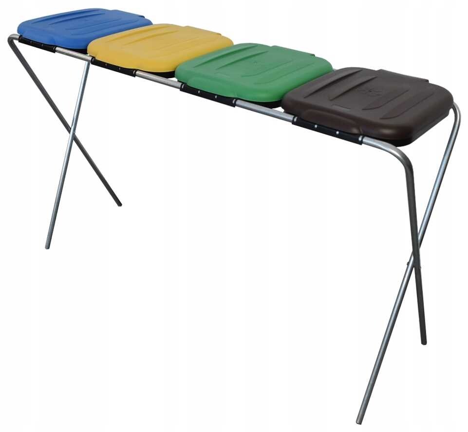 Stojan Na Třídění Odpadu 4 Koše Modrý, Zelený, Hnědý, Žlutý