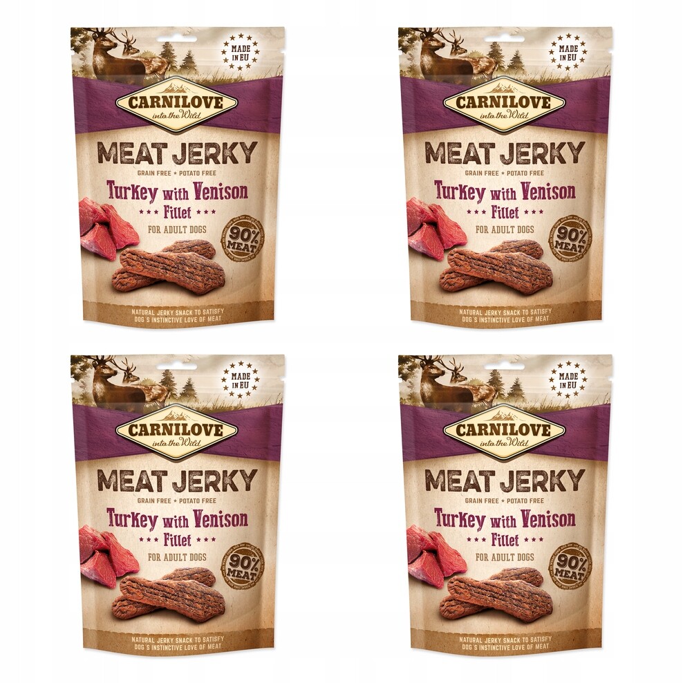 Pochoutka Carnilove Jerky zvěřina a krůta, plátky 100g balení 4 ks
