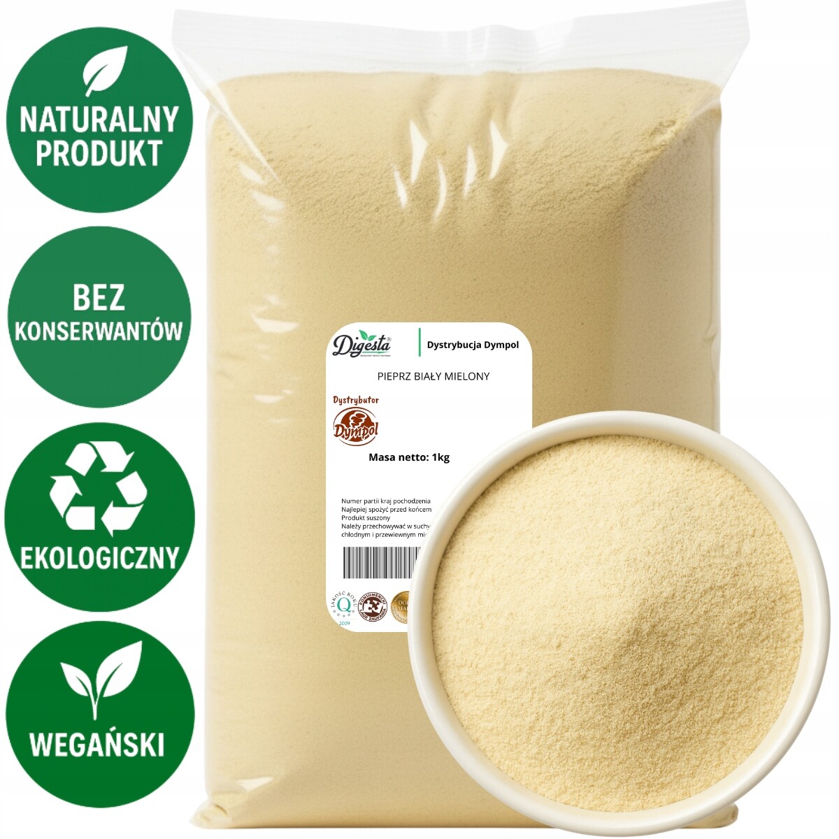 Pepř Bílý Mletý Přírodní aromatický intenzivní kvalita Premium 1 kg