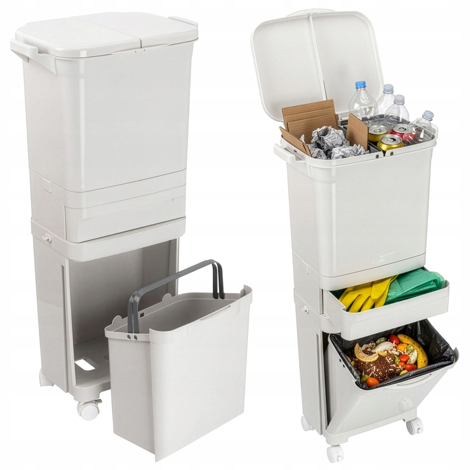 Odpadkový Koš Na Tříděný Odpad Šedý 42 Litrů Nádoba Na Odpad Velká