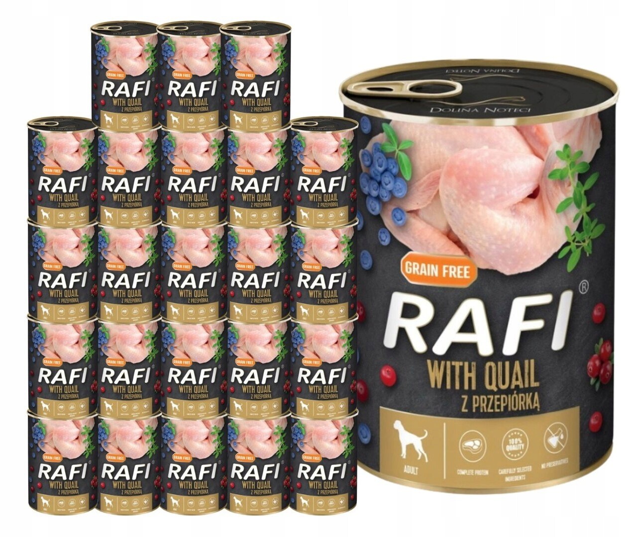 Rafi vlhké krmivo pro psy s křepelkou 24x400g Bezobilná Dolina Noteci