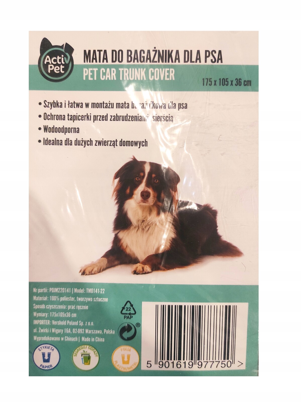 automobilová do kufru pro psa a mazlíčka Acti Pet 36 cm x 105 cm šedá