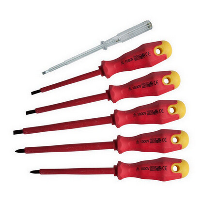 Sada elektrikářských šroubováků 1000V 5-ti dílná + zkoušečka napětí XTline PC5301